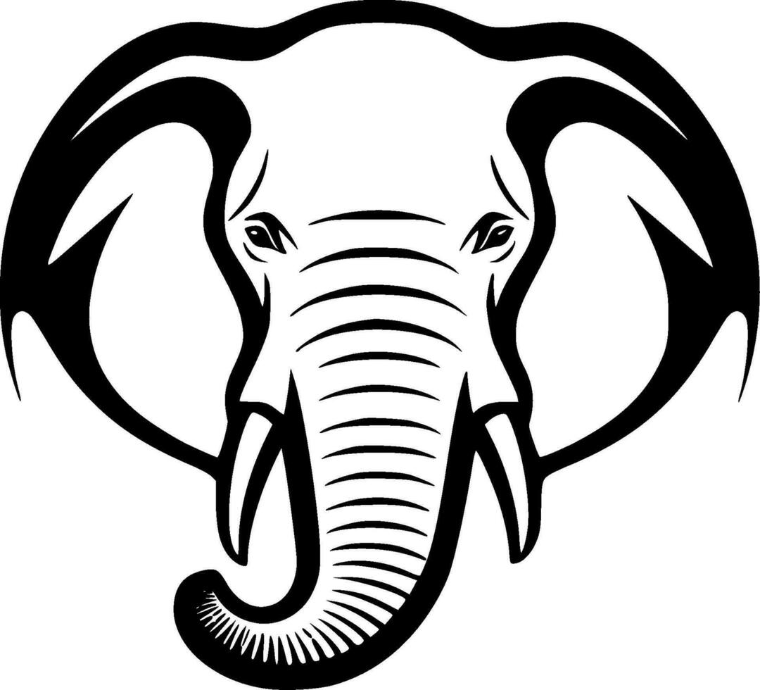 olifant - zwart en wit geïsoleerd icoon - vector illustratie