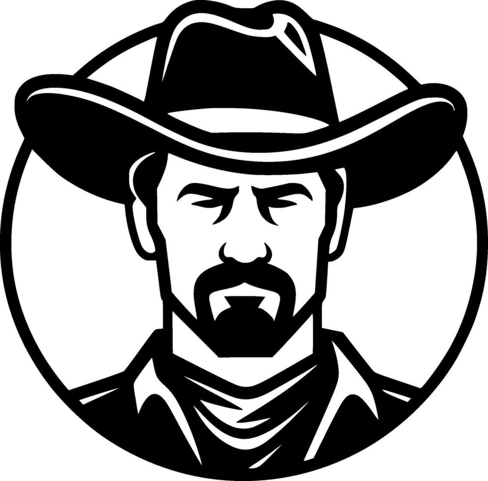 cowboy - zwart en wit geïsoleerd icoon - vector illustratie