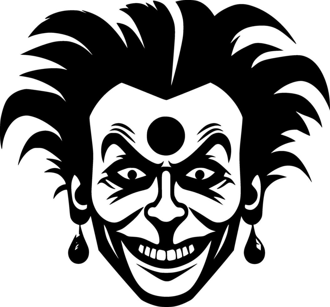 clown, zwart en wit vector illustratie