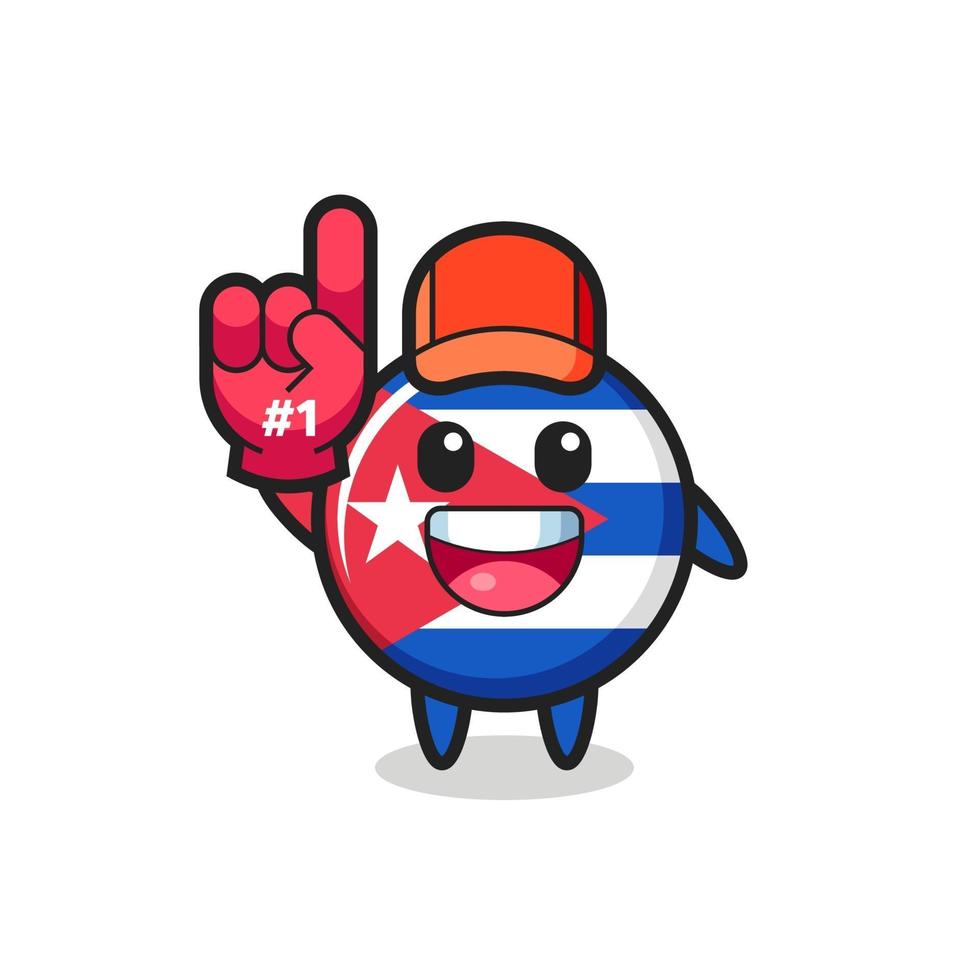 Cuba vlag badge illustratie cartoon met nummer 1 fans handschoen vector