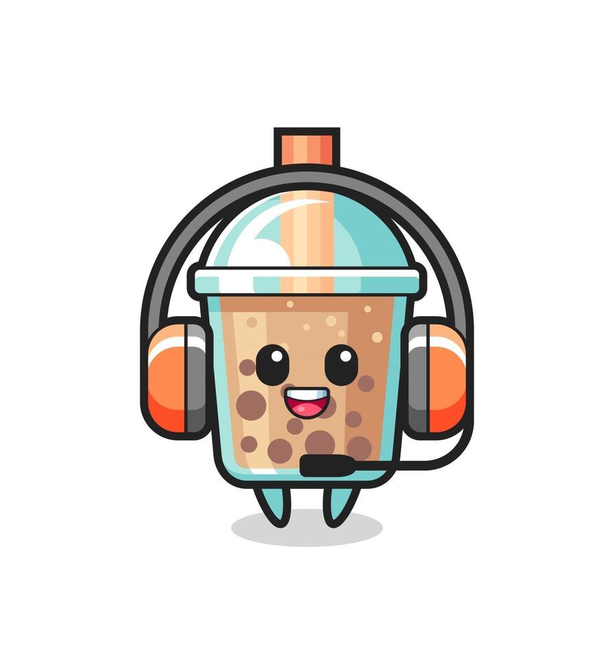 cartoon mascotte van bubble tea als klantenservice vector