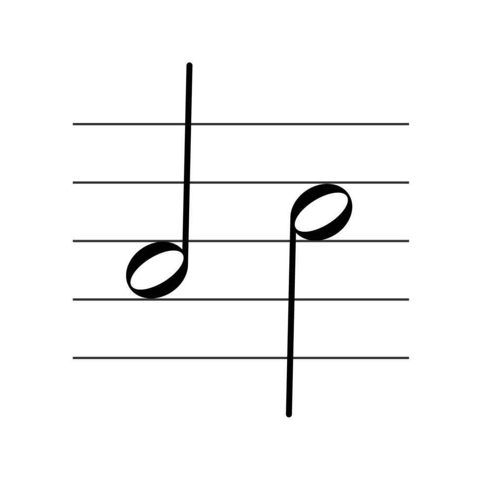 minim of voor de helft Notitie symbool Aan personeel vlak vector geïsoleerd Aan wit achtergrond. musical aantekeningen symbool. musical notatie. voor aan het leren muziek-