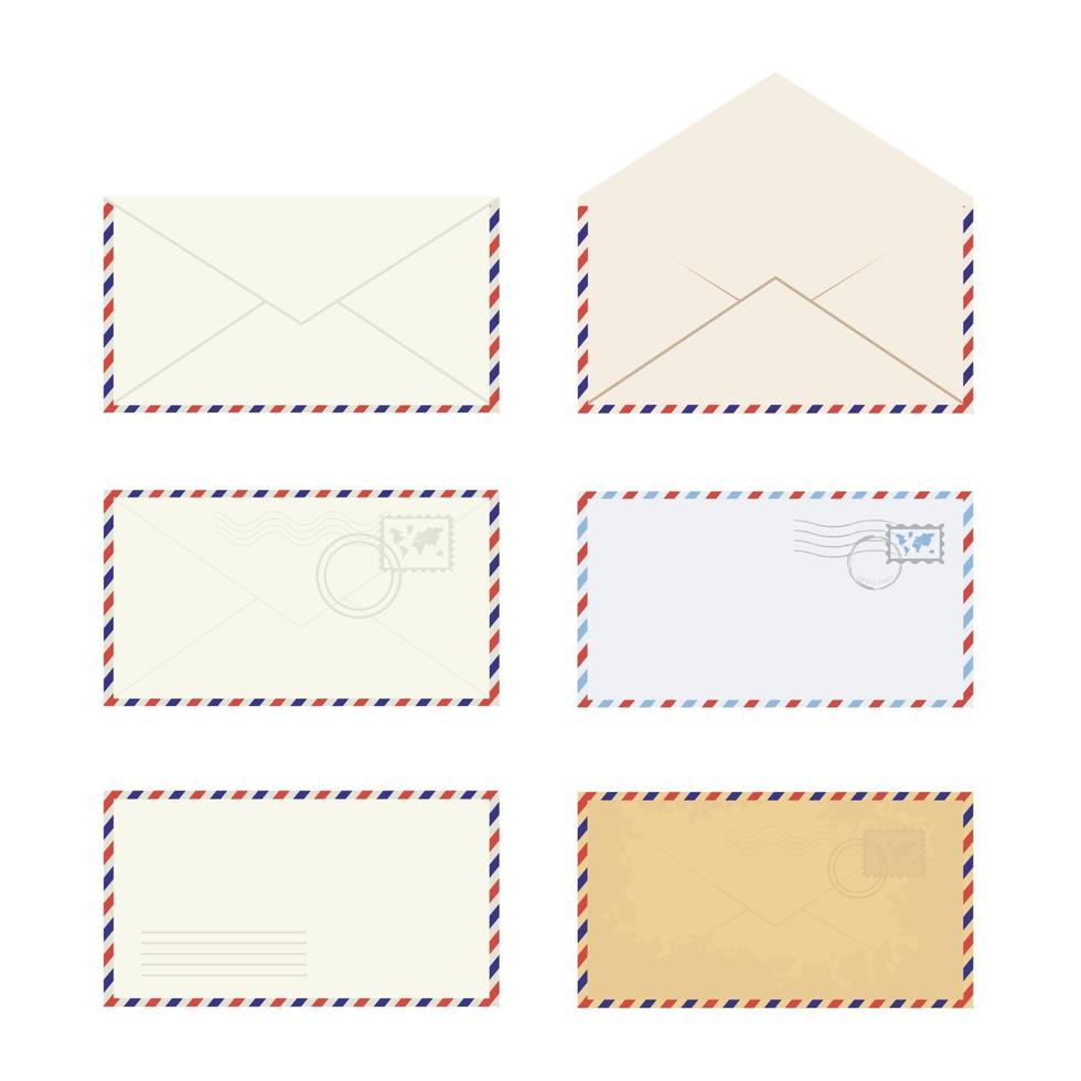 verzameling van verschillende enveloppen plat voor webdesign. vector