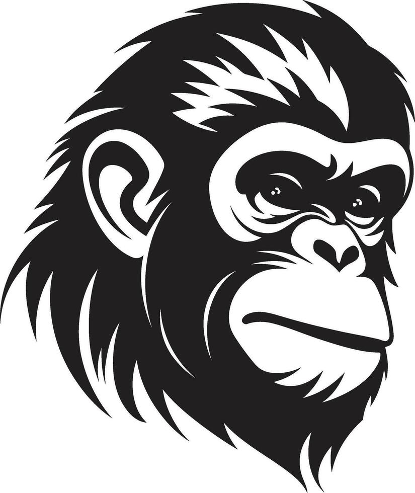 chimpansee wijsheid monochroom dieren in het wild eerbetoon gebeeldhouwd in natuur zwart vector aap logo