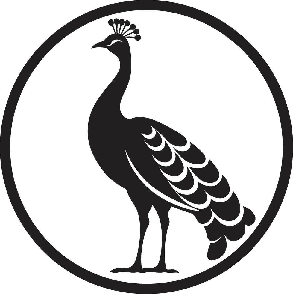 vorstelijk gevederte vector Pauw insigne Pauw serenade zwart logo ontwerp