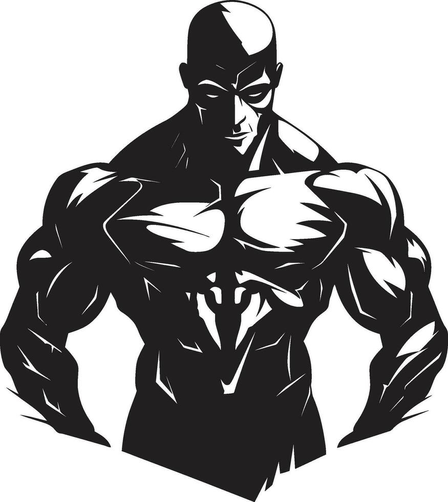 gebeeldhouwd in zwart bodybuilder vector ambacht spier noir monochromatisch vector geschiktheid