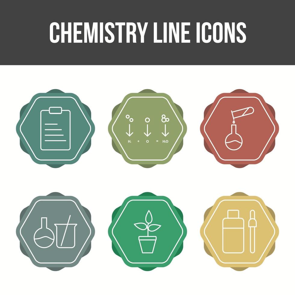 unieke chemie lijn vector icon set