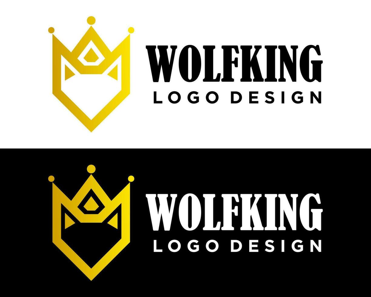 wolf hoofd koning kroon logo ontwerp. vector