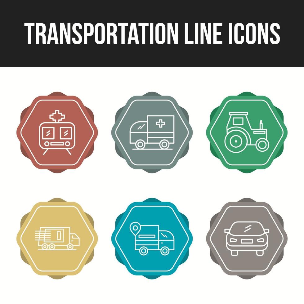 prachtige transport unieke lijn icon set vector