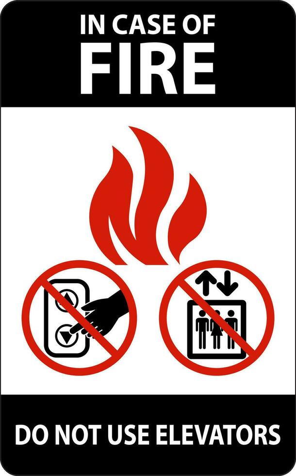 in geval van brand teken Doen niet gebruik liften vector