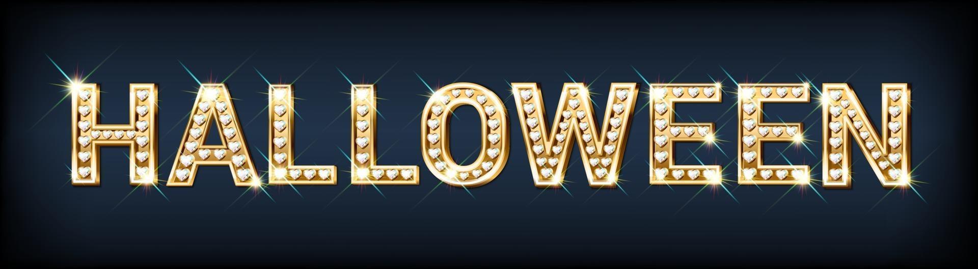 feestelijke banner halloween gemaakt van gouden letters diamanten vector