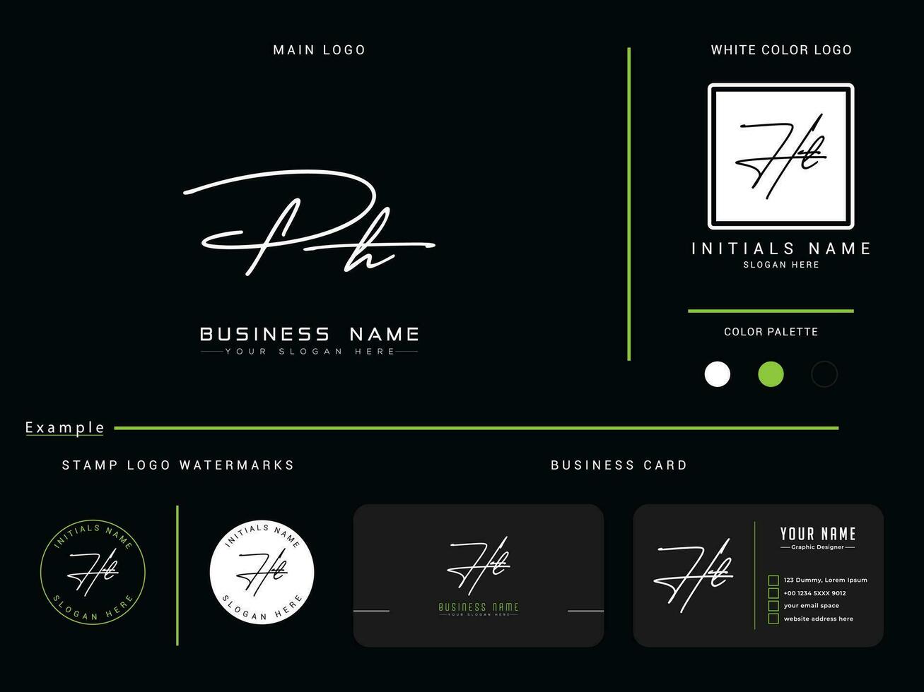 elegant ph handtekening bloemen logo, modern ph logo brief met branding ontwerp vector