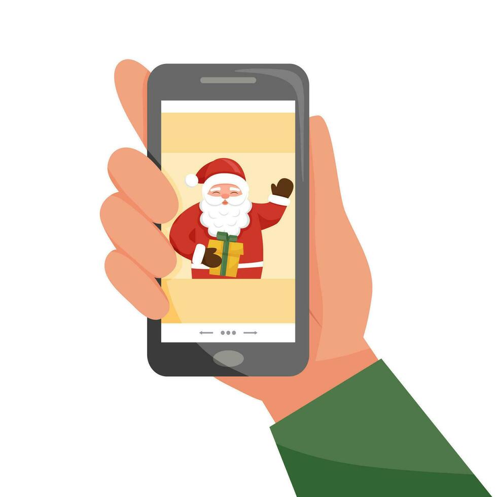 de kerstman claus groet Aan telefoon scherm vector