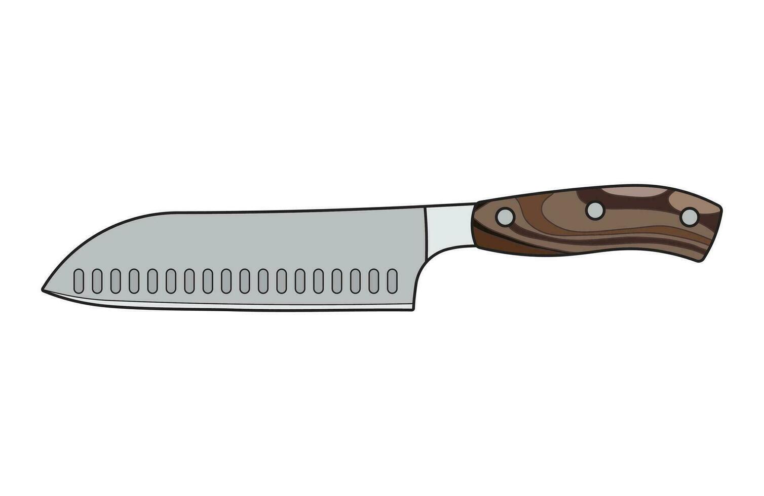 kinderen tekening tekenfilm vector illustratie houten omgaan met santoku mes geïsoleerd in tekening stijl