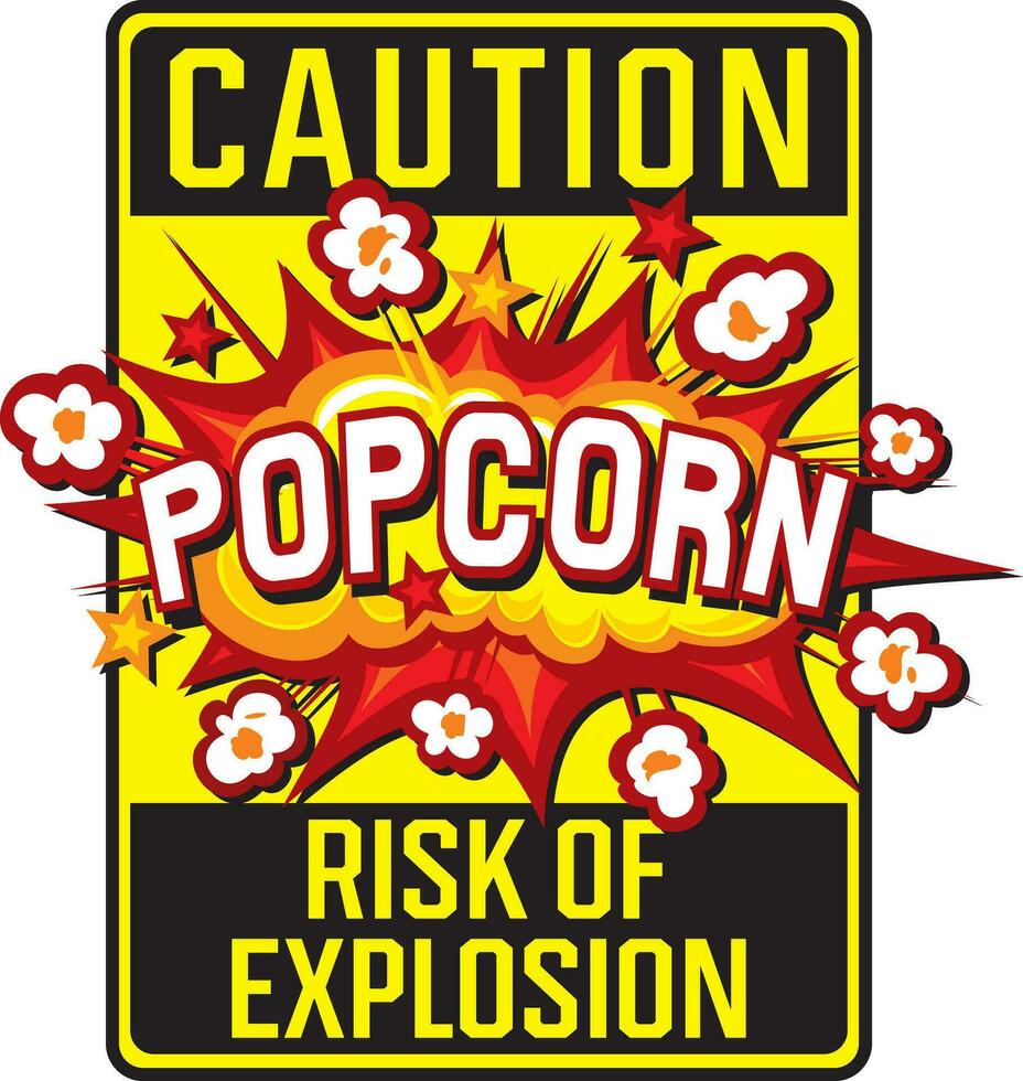 voorzichtigheid teken kleur. risico van explosie. popcorn. vector illustratie.