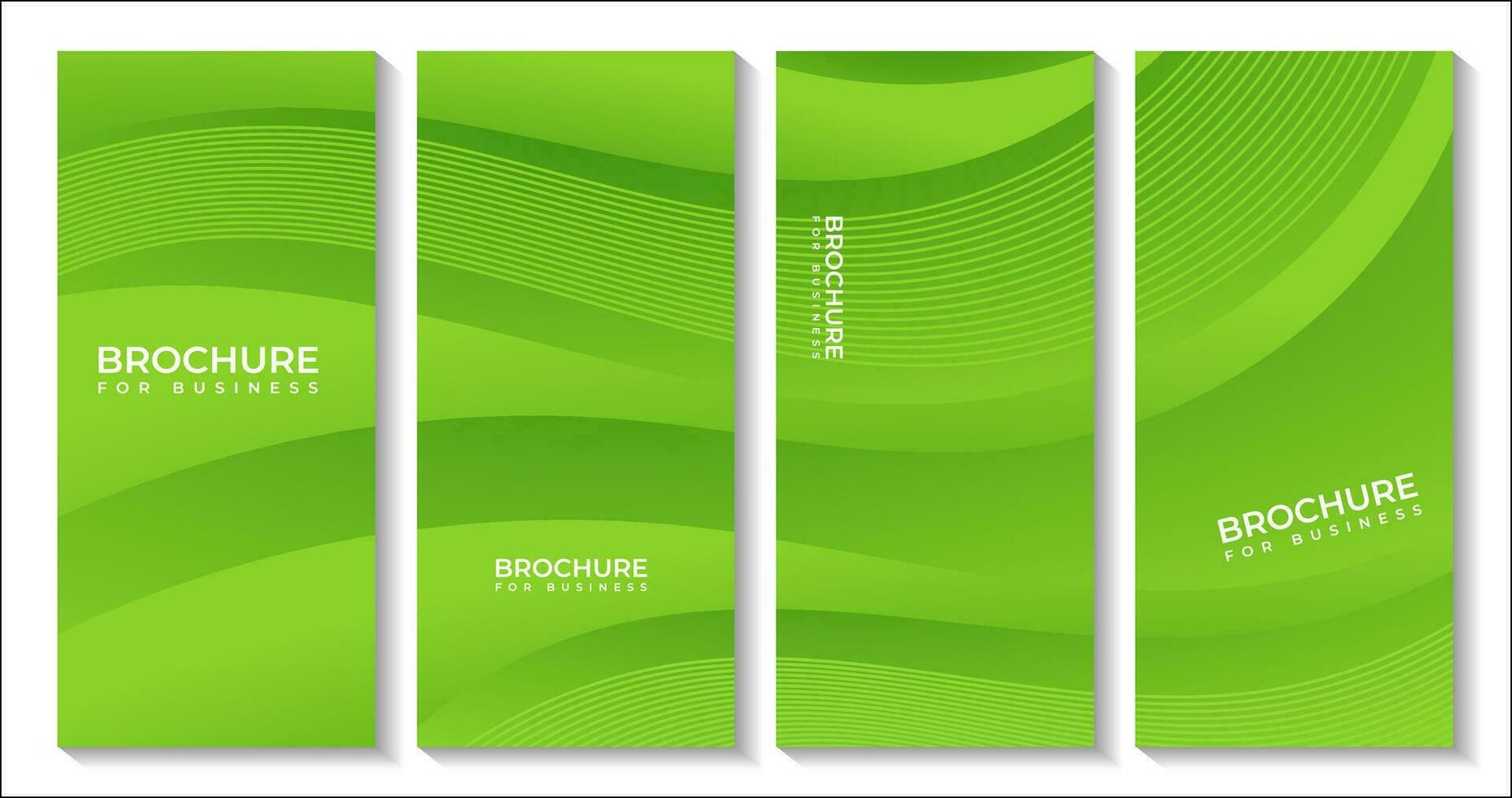 reeks van brochures met abstract modern groen kromme bio achtergrond vector