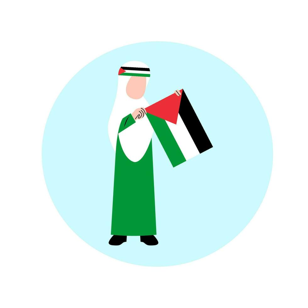hijab vrouw Holding Palestina vlag vector