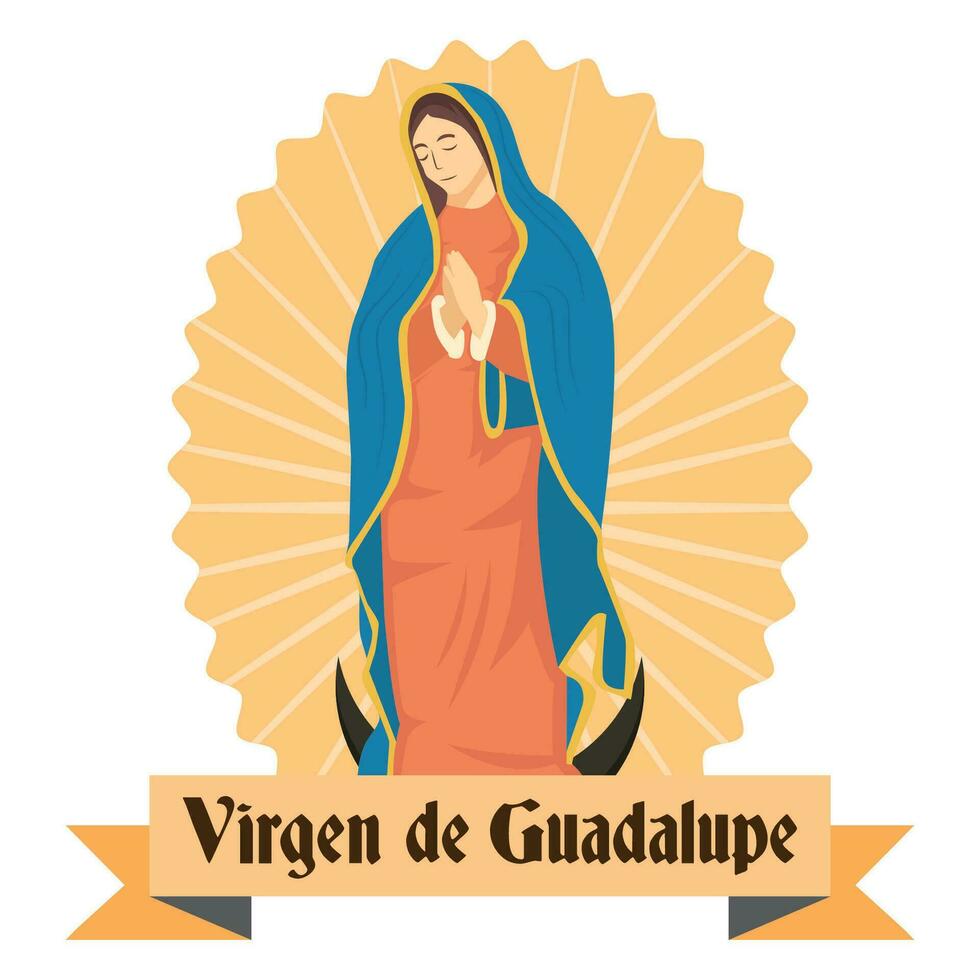 maagd de guadalupe illustratie in vlak stijl ontwerp vector