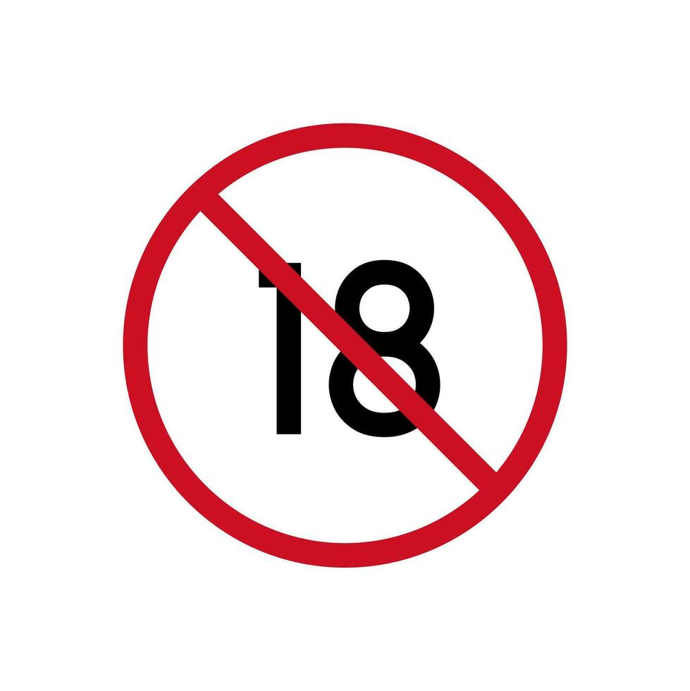 verboden onder 18 symbool. over- 18 jaren oud. teken icoon vector