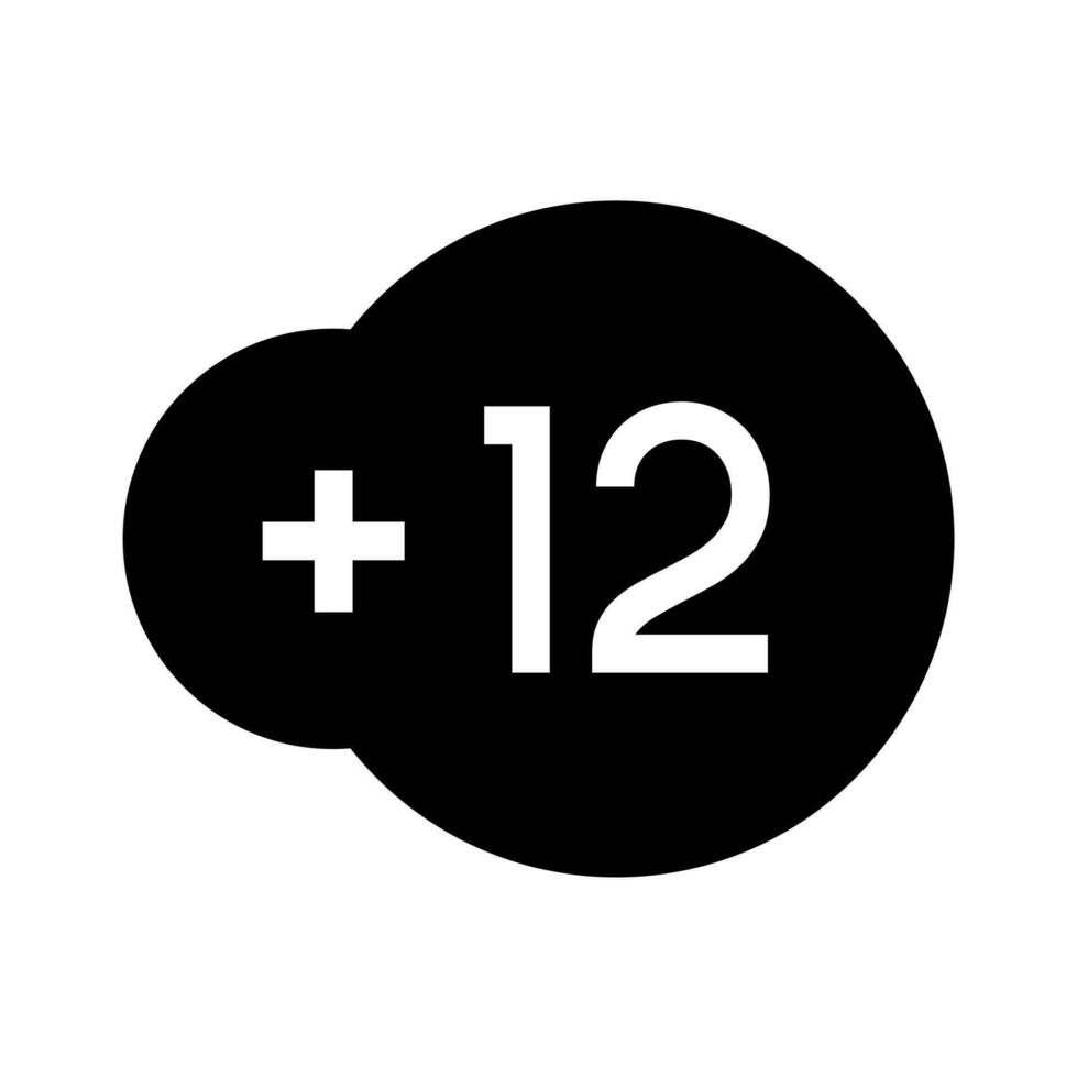 verboden onder 12 symbool. over- 12 jaren oud. teken icoon vector