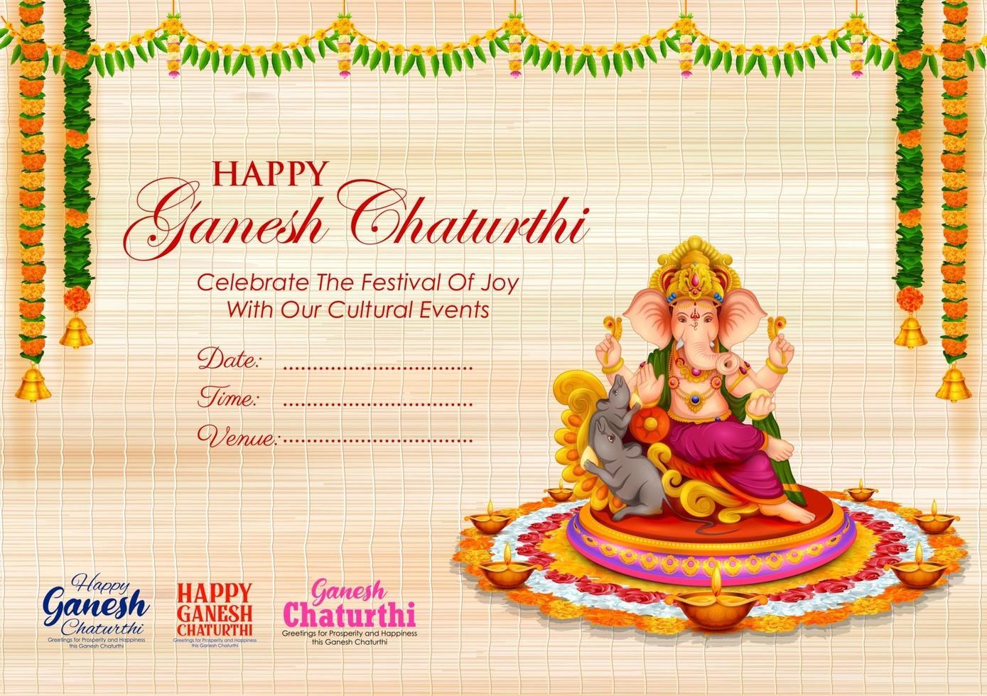 Lord Ganpati-achtergrond voor Ganesh Chaturthi-festival van India vector