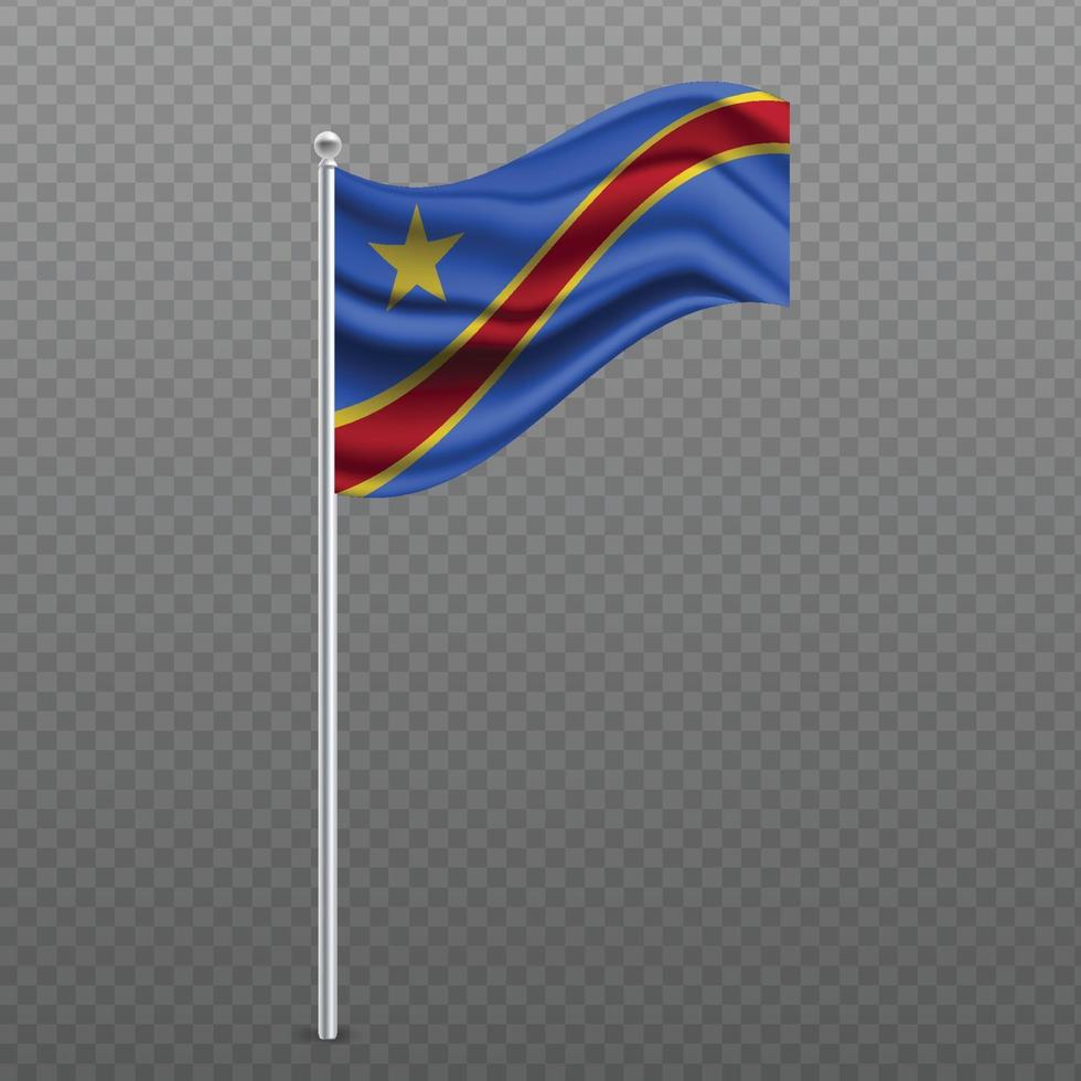 democratische republiek congo wapperende vlag op metalen paal. vector