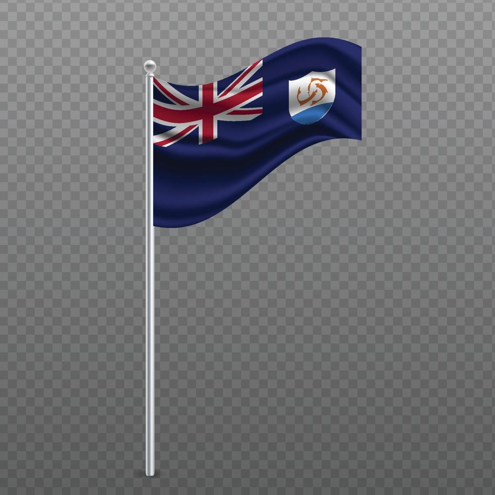 anguilla wapperende vlag op metalen paal. vector