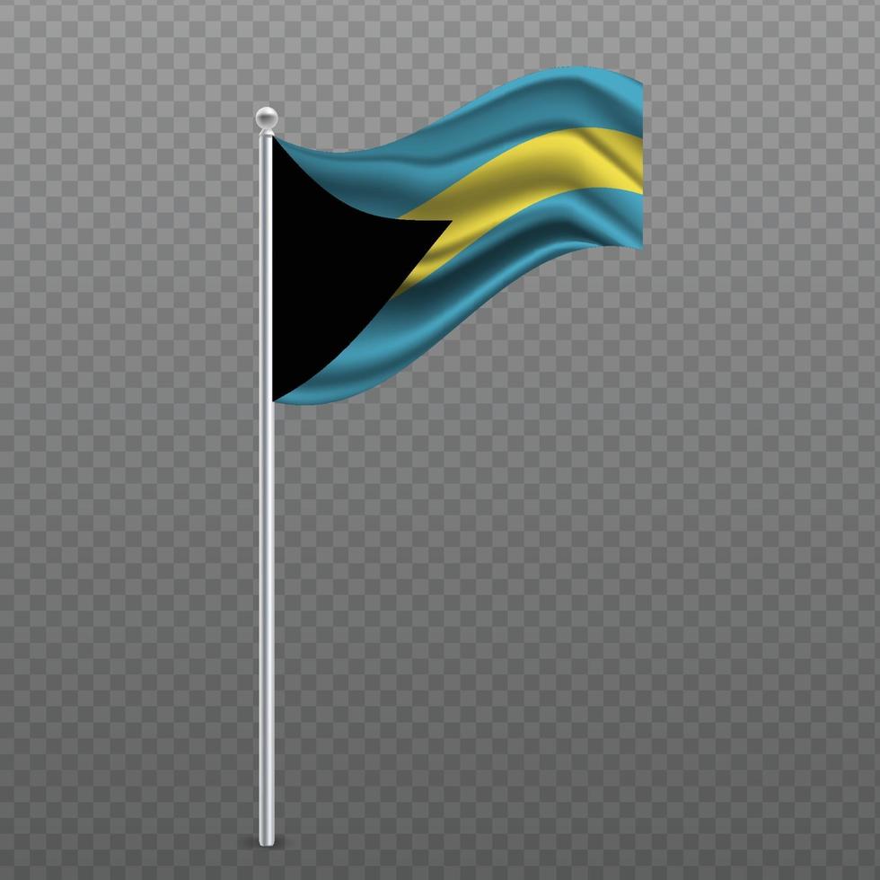 Bahama's zwaaiende vlag op metalen paal. vector