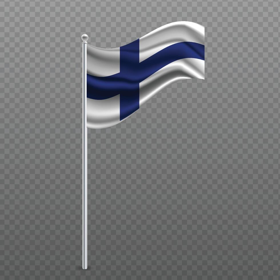 finland wapperende vlag op metalen paal. vector