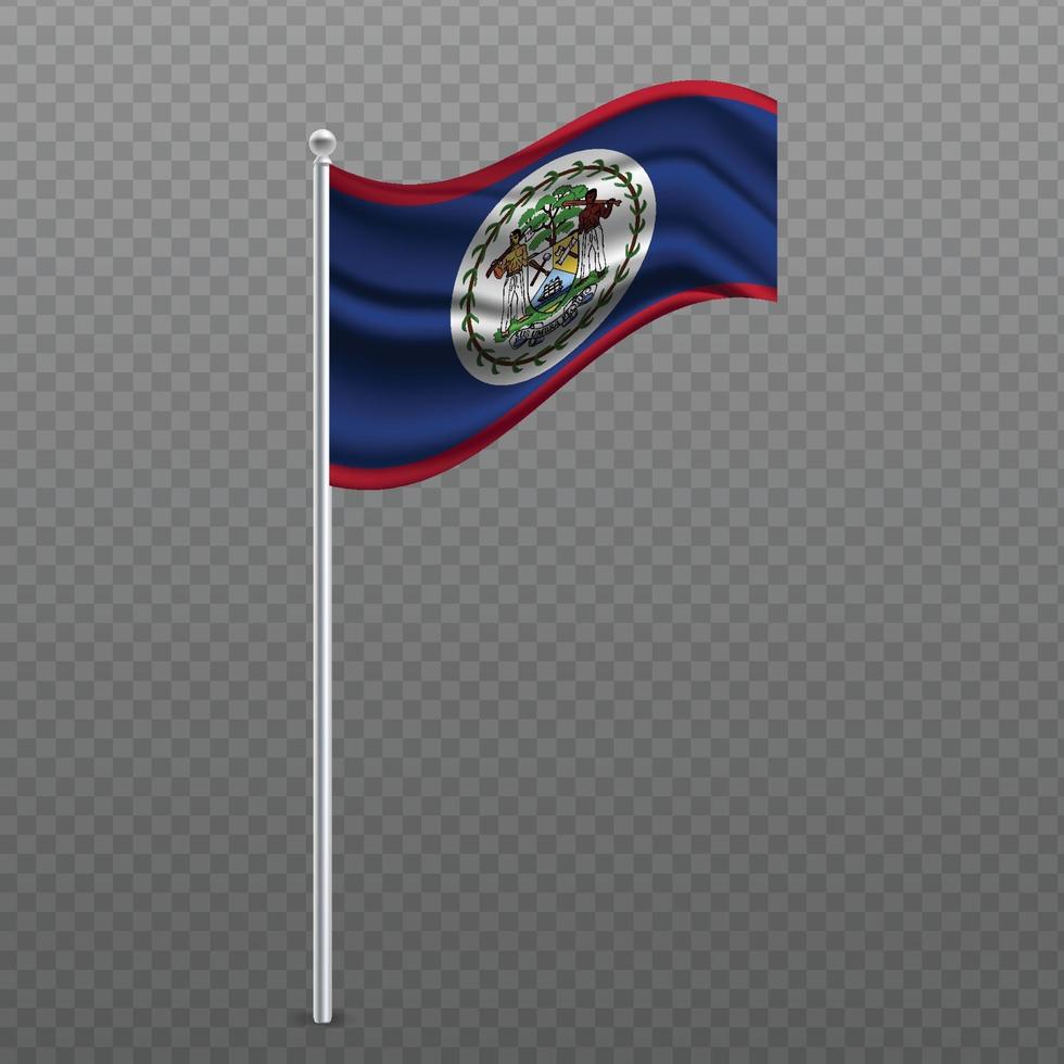 Belize wapperende vlag op metalen paal. vector