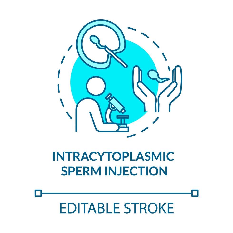 intracytoplasmatische sperma-injectie turkoois concept icoon vector