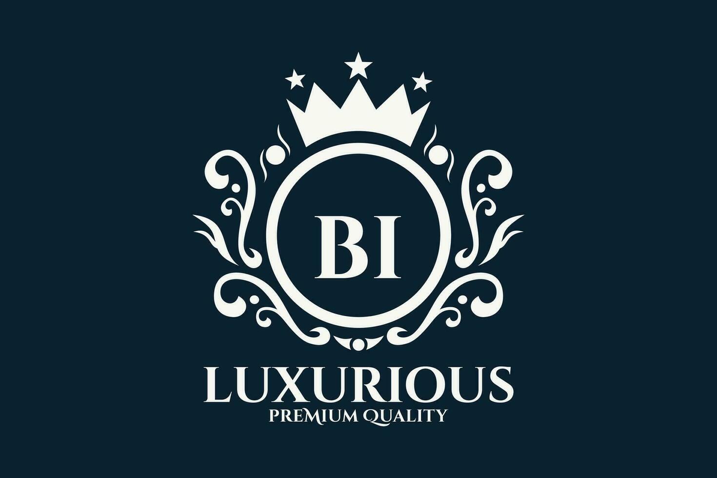 eerste brief bi Koninklijk luxe logo sjabloon in vector kunst voor luxueus branding vector illustratie.