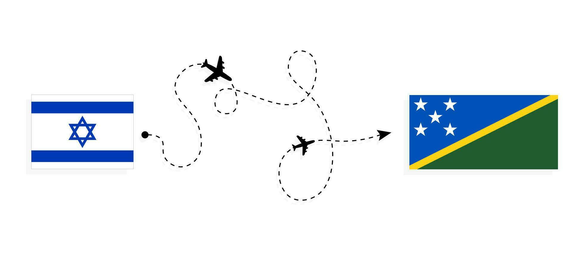 vlucht en reizen van Israël naar Solomon eilanden door passagier vliegtuig reizen concept vector