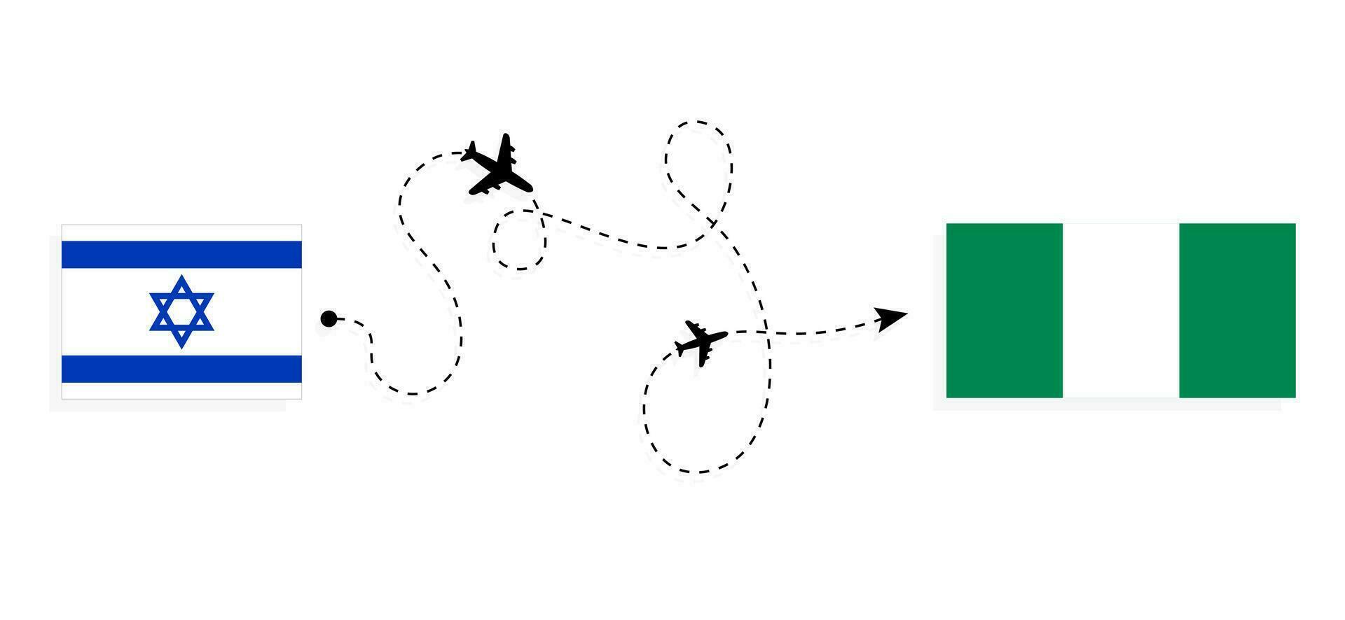 vlucht en reizen van Israël naar Nigeria door passagier vliegtuig reizen concept vector