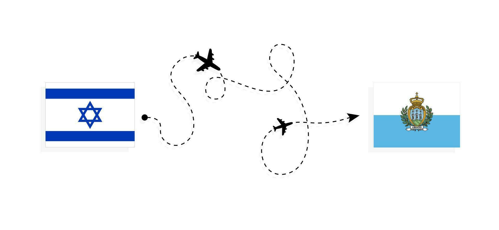 vlucht en reizen van Israël naar san marino door passagier vliegtuig reizen concept vector