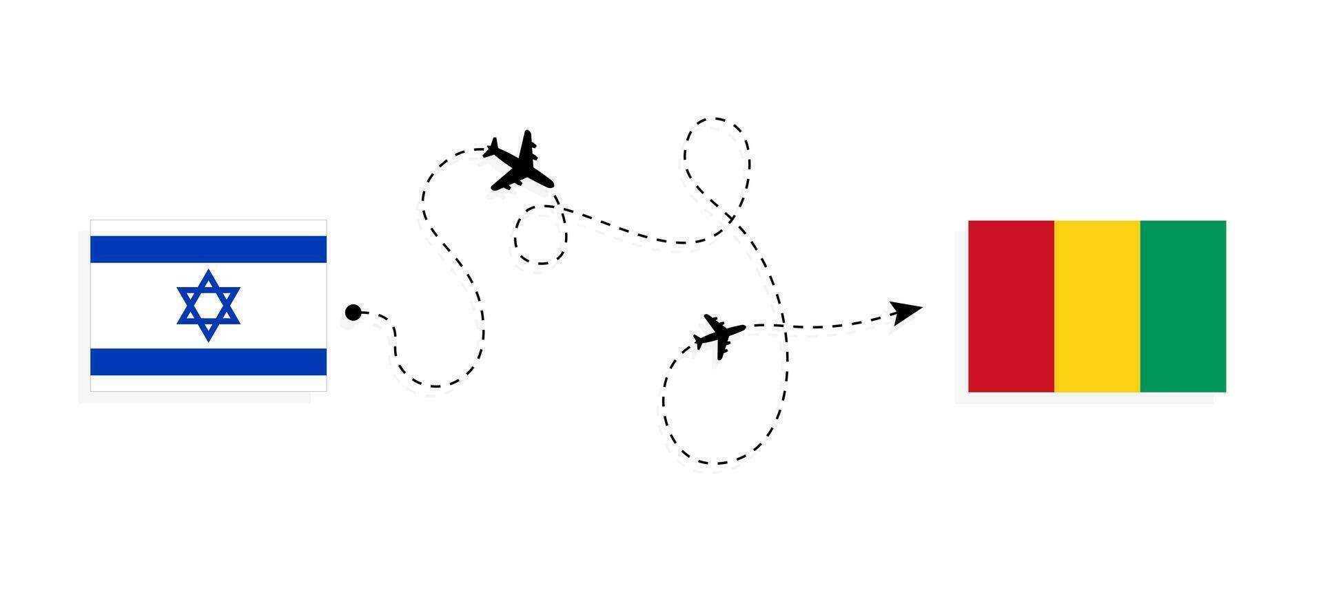 vlucht en reizen van Israël naar Guinea door passagier vliegtuig reizen concept vector