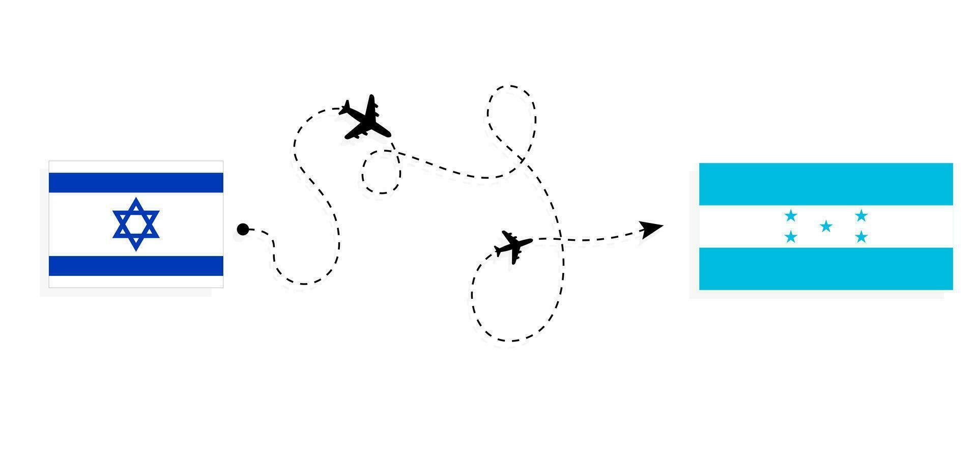 vlucht en reizen van Israël naar Honduras door passagier vliegtuig reizen concept vector