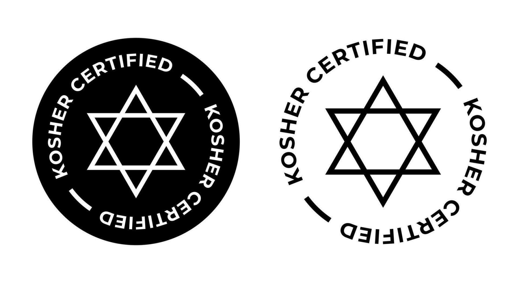 koosjer gecertificeerd symbolen. Internationale symbolen van koosjer voedsel. verpakking concept. vector