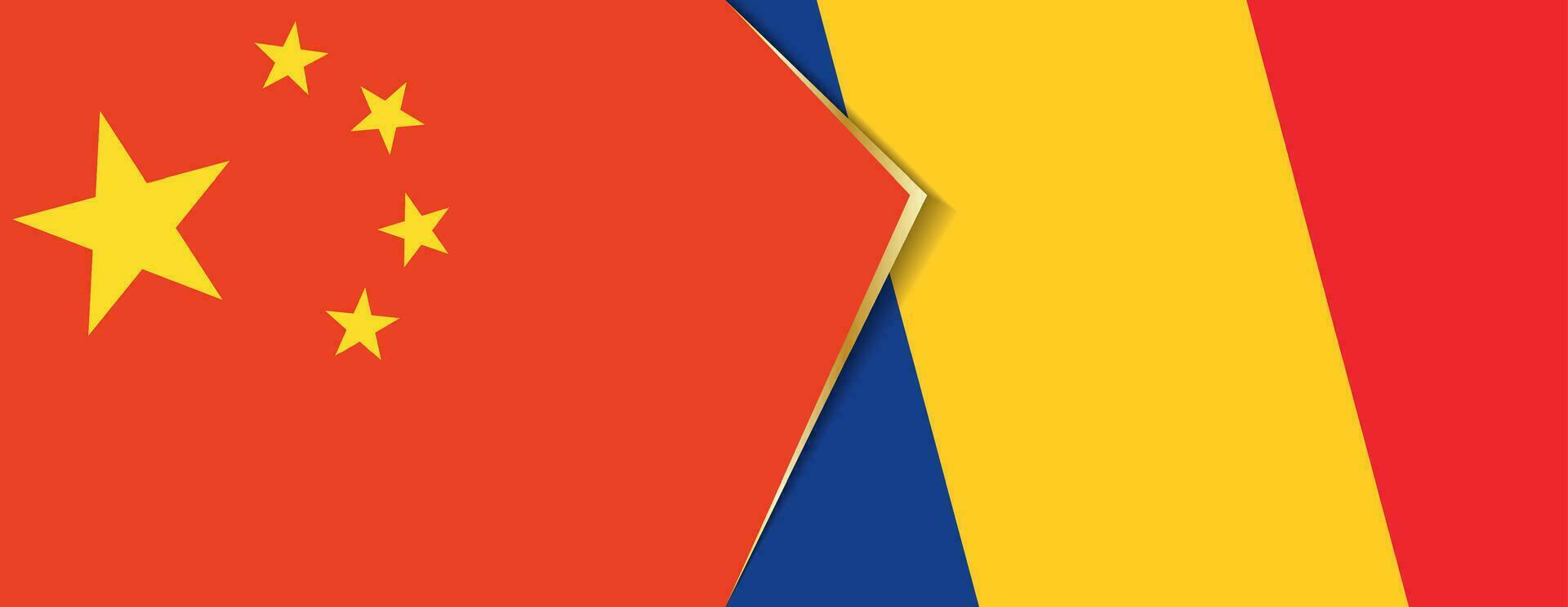 China en Roemenië vlaggen, twee vector vlaggen.