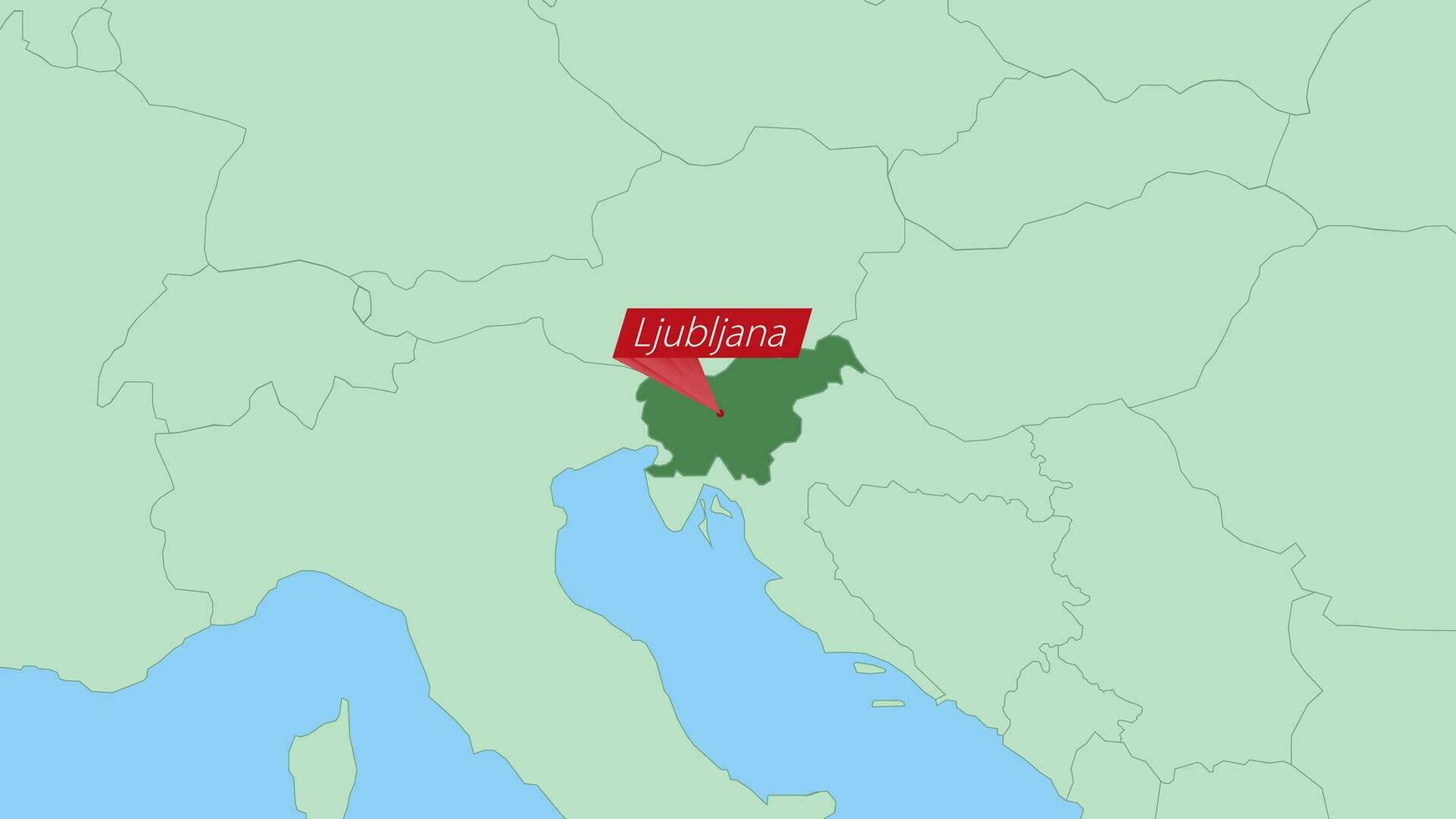 kaart van Slovenië met pin van land hoofdstad. vector