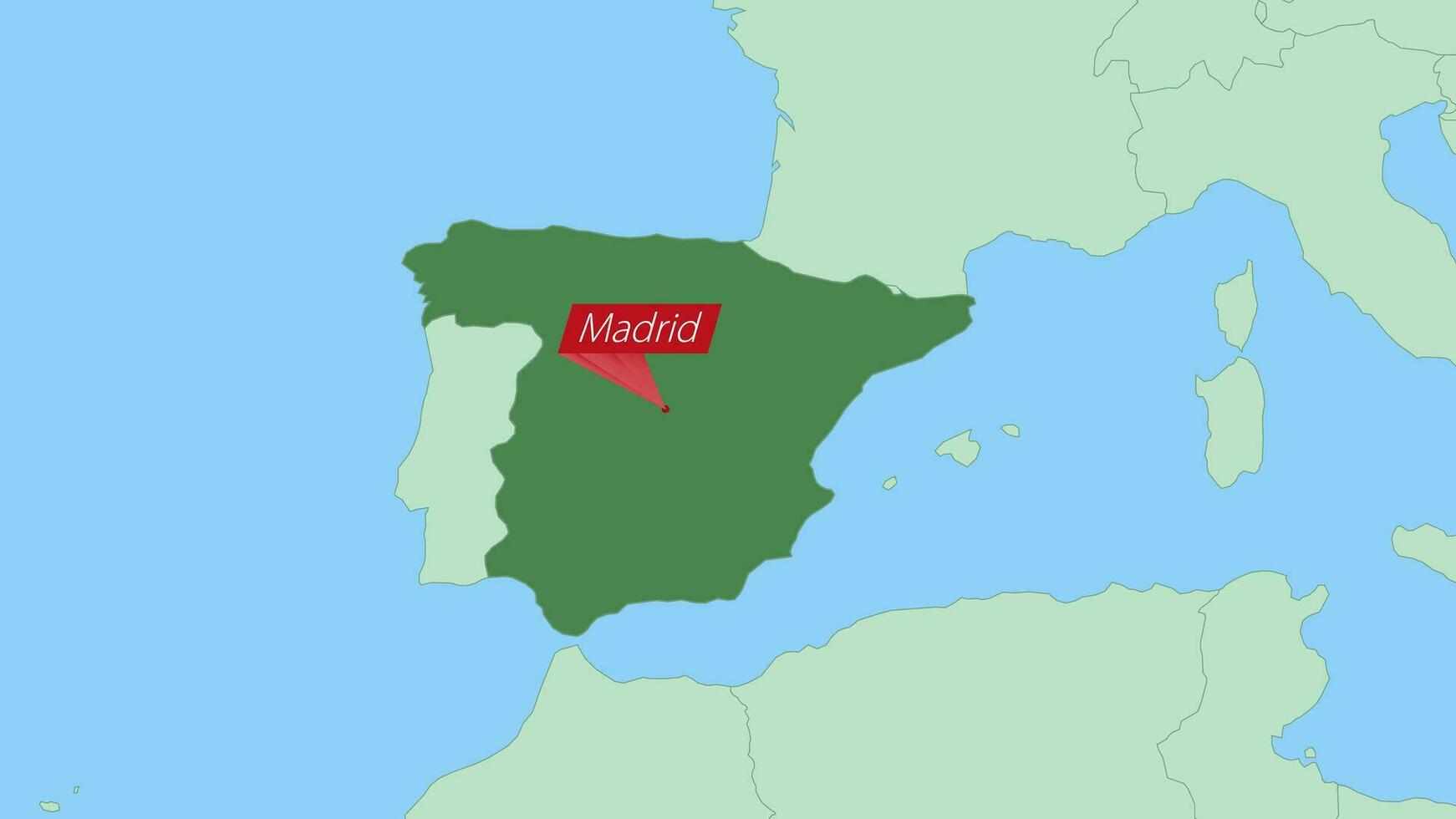 kaart van Spanje met pin van land hoofdstad. vector