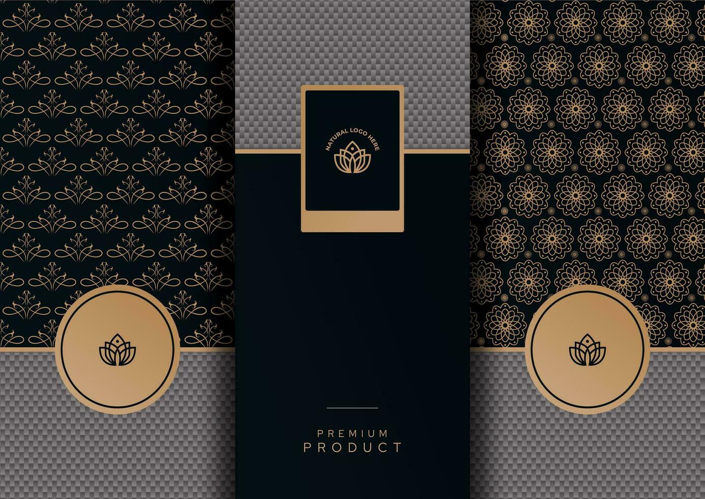 zwart goud patroon reeks achtergrond voor premie luxe producten, luxe goud lijn kunsten behang. ontwerp voor omslag, uitnodiging achtergrond, verpakking ontwerp, kleding stof afdrukken, vector illustratie.