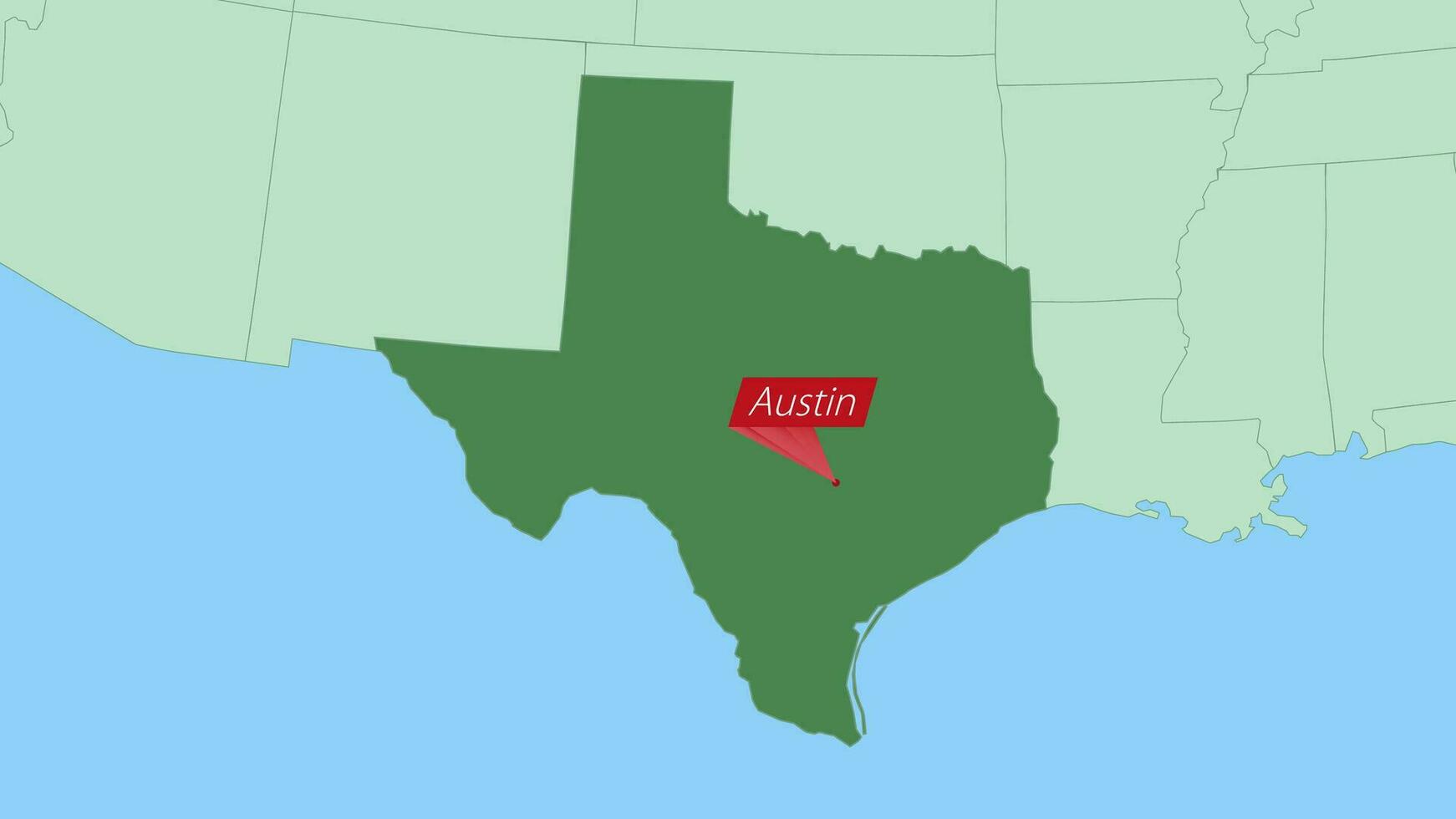 kaart van Texas met pin van land hoofdstad. vector