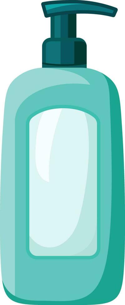 shampoo fles met een pomp pet vlak stijl vector illustratie, shampoo houder met een knijpen bovenkant, Nee etiket voorraad vector beeld