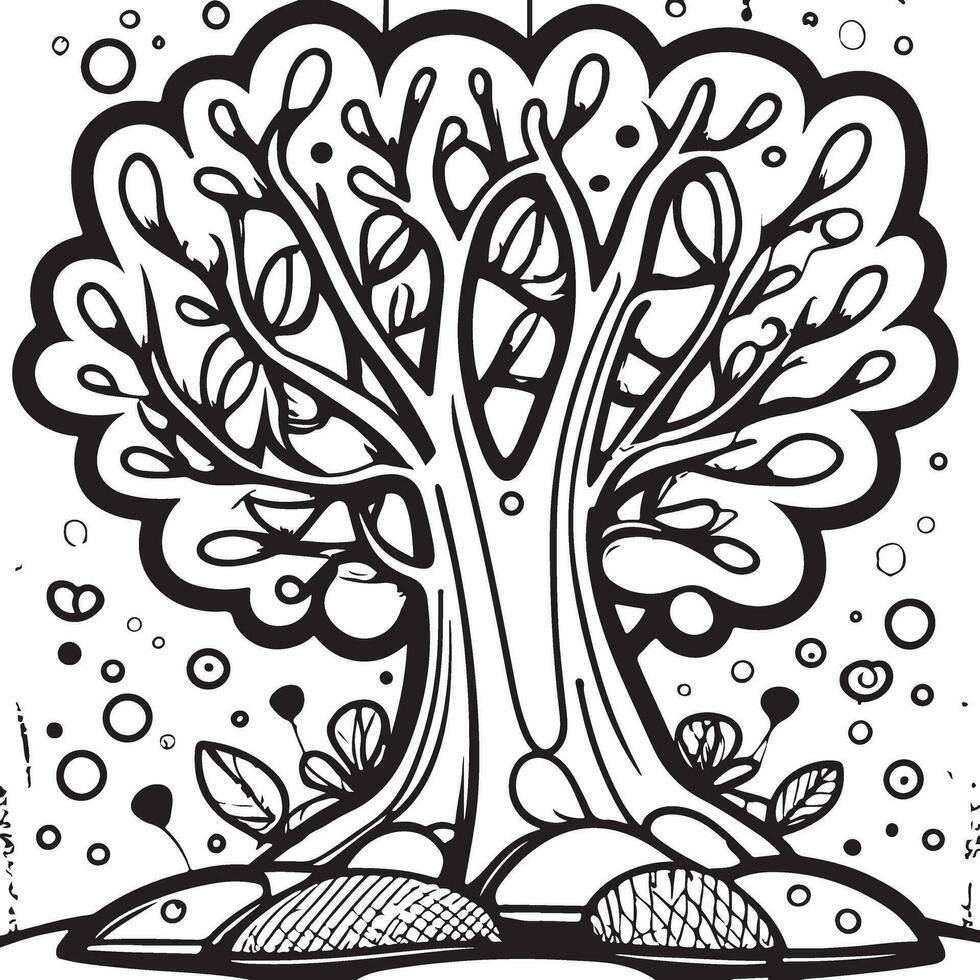 bomen tekenfilm kleur bladzijde illustratie vector. voor kinderen kleur boek. vector