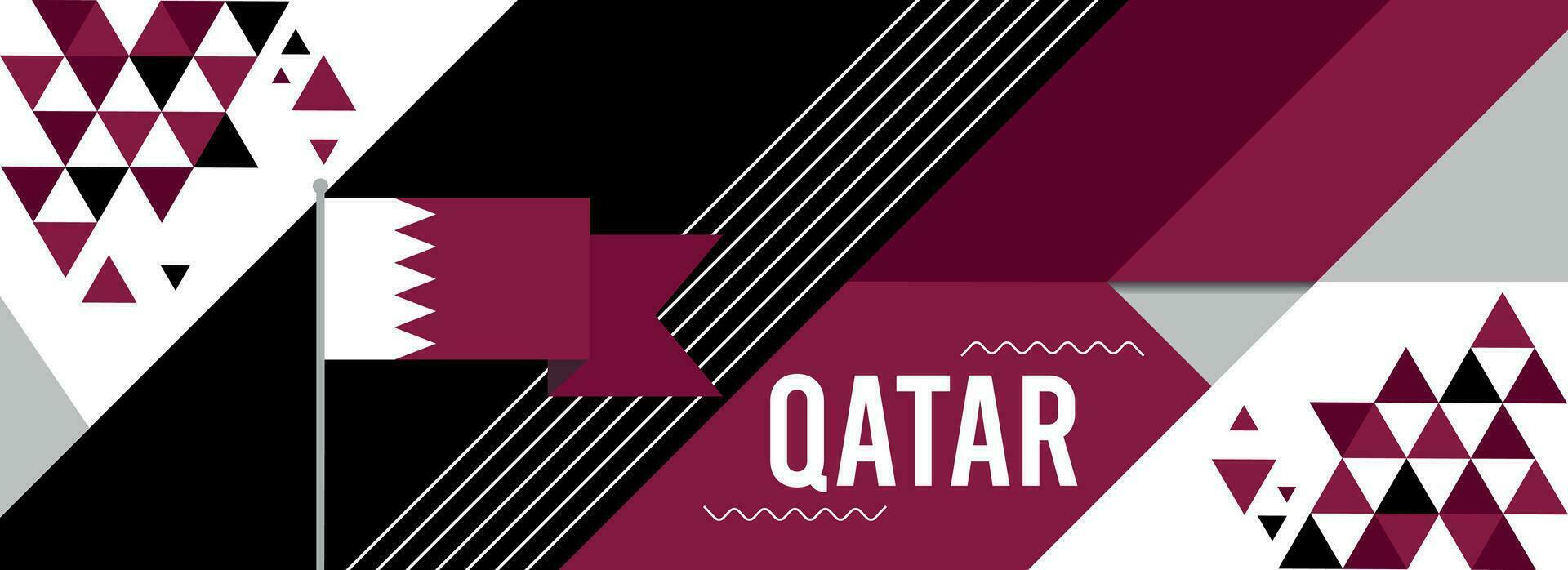 qatar nationaal of onafhankelijkheid dag banier ontwerp voor land viering. vlag van qatar met modern retro ontwerp en abstract meetkundig pictogrammen. vector illustratie.