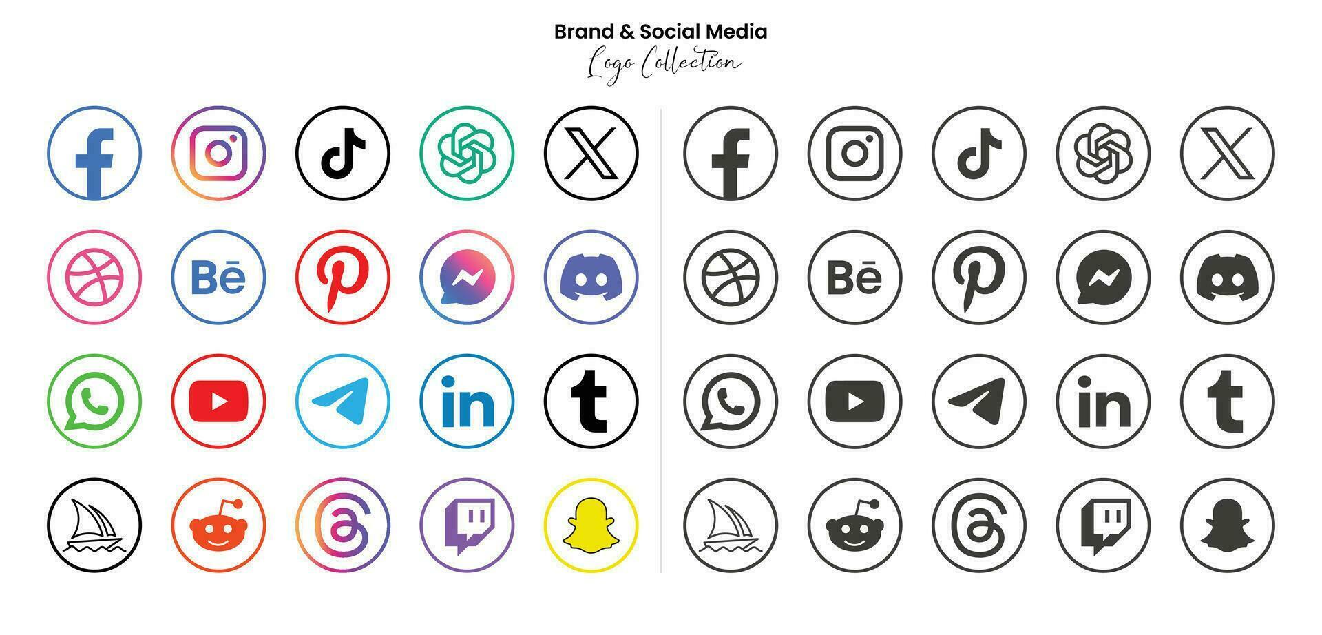 populair sociaal netwerk symbolen, sociaal media logo pictogrammen verzameling vector