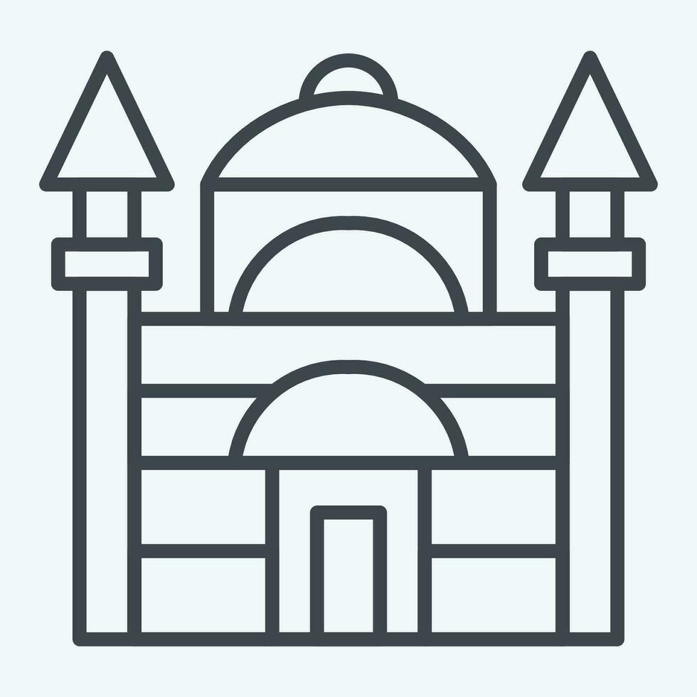 icoon blauw moskee. verwant naar kalkoen symbool. lijn stijl. gemakkelijk ontwerp bewerkbaar. gemakkelijk illustratie vector