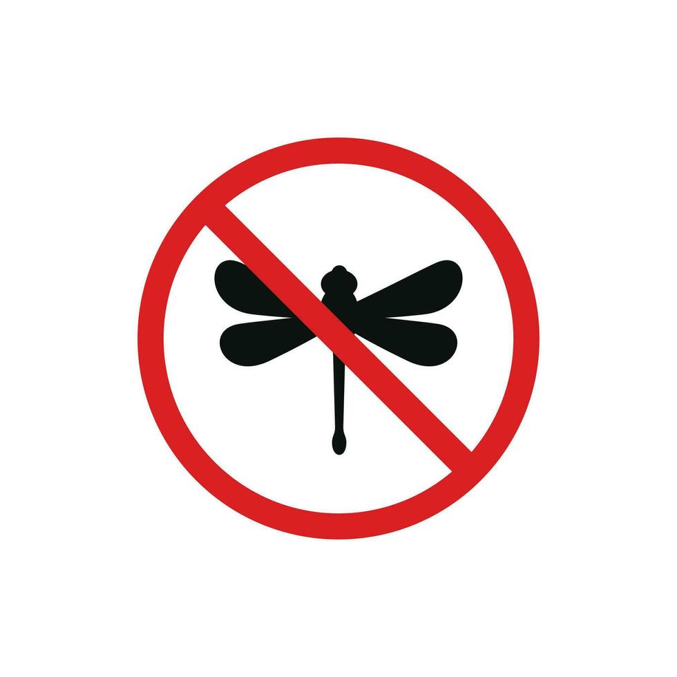Nee insecten icoon teken symbool geïsoleerd Aan wit achtergrond. libel verbod icoon vector