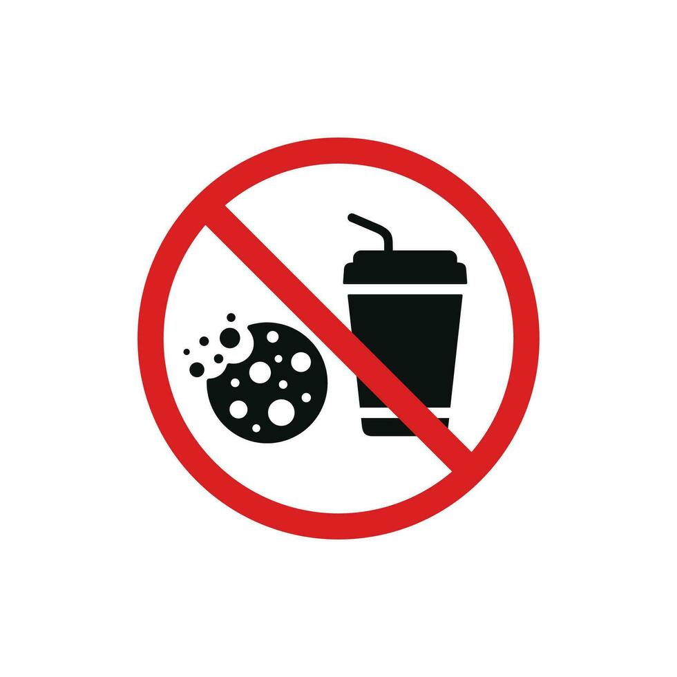 Nee voedsel en drankjes toegestaan icoon symbool. Nee aan het eten icoon geïsoleerd Aan wit achtergrond vector